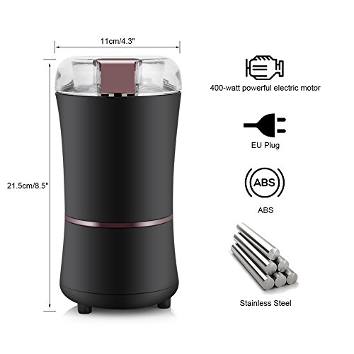 Elektrische Kaffeemühle, 400W Schleifmaschine Getreide Mühle mit Edelstahl Blatt für Kaffeebohnen, Nüssen, Samen… – Bild 6