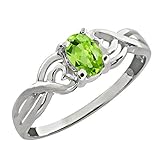 0.50 Ct 6x4mm Oval Shape Natural Green Peridot 925 Sterling Silver Ring