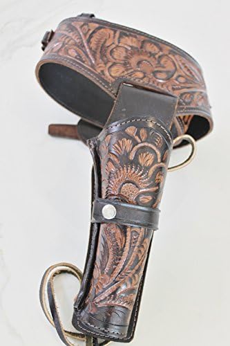 New .22 Cal Holster Gun Belt Drop Loop Tooled Leather Western RIG 34"-52"