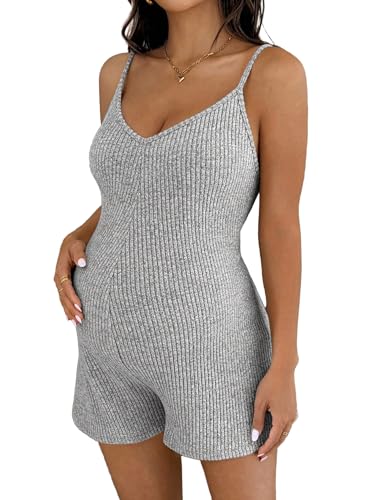BLENCOT Maternity Romper V Neck Jumpsuit