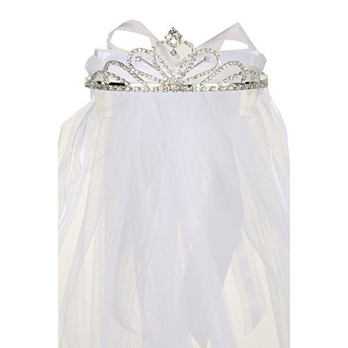 Rain Kids Girls White Stylish Rhinestone Communion Flower Girl Tiara Veil
