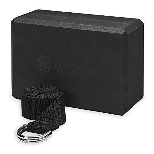 Gaiam-Yoga-StrapBlock-Combo-Black Gaiam-Yoga-StrapBlock-Combo-Black