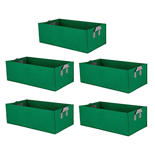 Geggur 5-Pack 10 Gallon Plant Grow Bags,Garden Grow Bags Square with Handles Fabric Grow Bags Felt Plant Bags Suitable for All Types of Flowers, Vegetables, Potted Plants