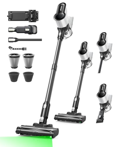 Cordless Vacuum Cleaner, 500W 45KPA 50Mins Vacuum Cleaners for Home with LED Light, Self-Standing, Anti-Tangle Brush & 1.6L Dust Cup, Lightweight Stick Vac for Pet Hair, Carpets, Hard Floors