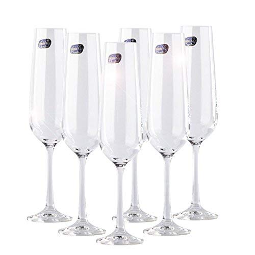 Crystal Champagne Flute (Set of 6), Elegant and Clear Rose Stemware, 100% Lead-Free - Made in Europe, 6.8 Ounces - Thumbnail 5