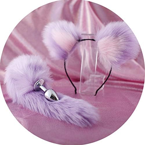 alluring Alluring Toys 40Cm T-àil Metallic bead plug alluringy Plush Hair Clip Ear Sm Player Cosplay alluring Games Couples ing Happy toy Chrysanthemum,Purple And Pink Ear