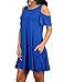 Feel Show Womens Summer Cold Shoulder Tunic Top T-Shirt Dress Pockets Loose Swing Dresses