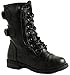 Forever Link Girls Mango 61K Lace Up Boots Combat Boots for Girls Zipper Boots Toddler Girl Shoes Black, 4 Big Kid