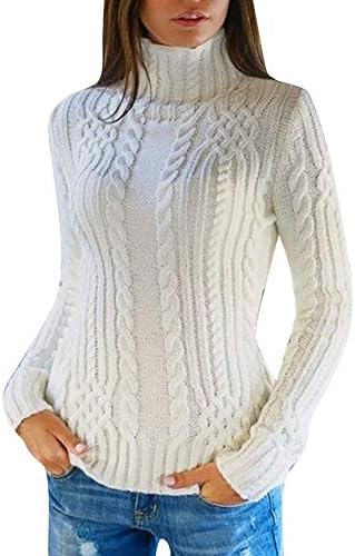 HIRIRI Turtleneck Women Sweater Long Sleeve Solid Color Casual Blouse Soft Warm Pure Color Slouchy Shirt