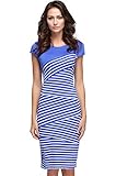 Eshion Women Black Striped Sleeveless Formal Pencil Midi Dress