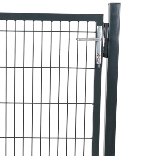 SONGMICS Galvanised Steel Garden Gate, Heavy Duty and Durable with Lock and Key, Gate Dimensions