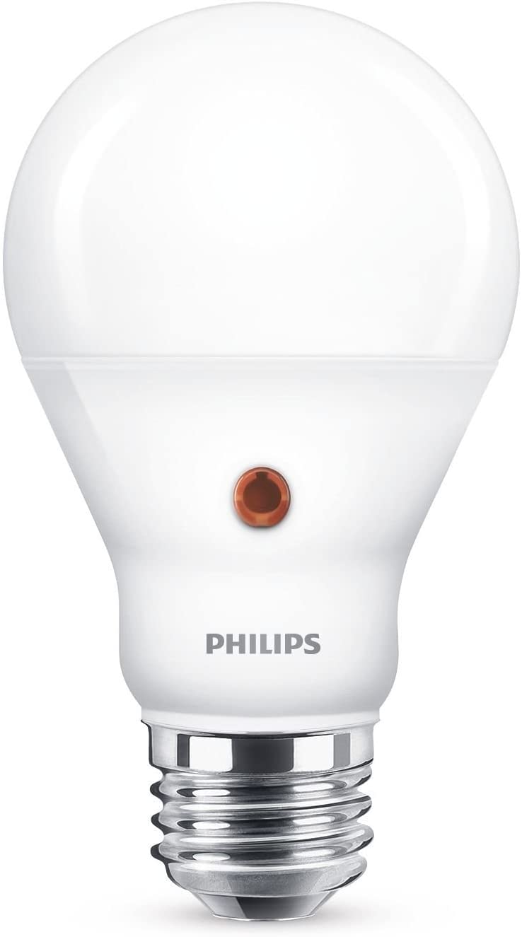 Philips LED Premium Frosted A60 Sensor Light Bulb [E27 Edison Screw] 6.5W - 60W Equivalent, Cool White, Non Dimmable