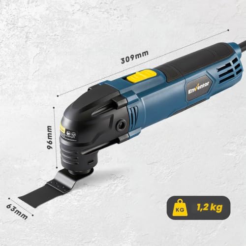 Enventor 300W Oscillating Multifunction Tool 15000-22000 OPM 6 Speed Variable Oscillating Angle 3° Auxiliary Handle with 17 Accessories for Cutting, Sanding and Scraping