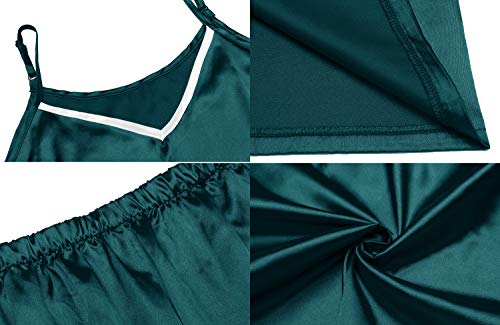 Romanstii Silk Satin Pajamas Sleepwear Set Cami Sexy Loungewear PJ Green S-XXL