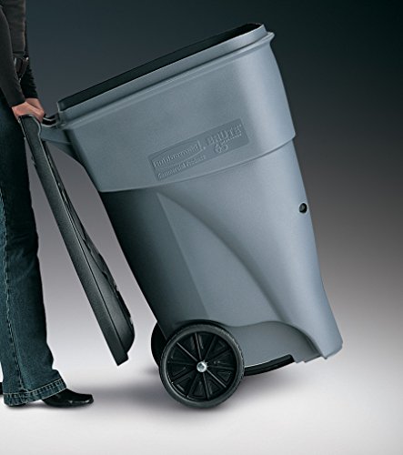 Rubbermaid Commercial Brute Rollout Heavy-Duty Waste Container, Square, Polyethylene, 95 Gallons, Gray (9W22GY)