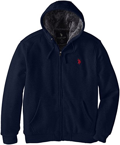 U.S. Polo Assn. Men's Big-Tall Sherpa Lined Full Zip Fleece Hoodie, Classic Navy, 2X