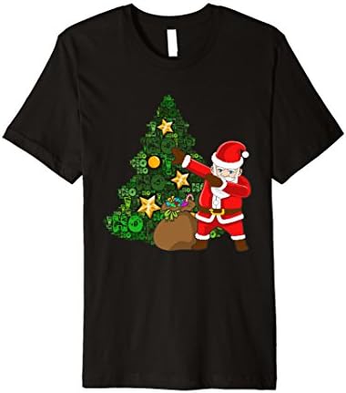 Mens Dabbing Santa T-Shirt with a Christmas Tree and gift bag Medium Black