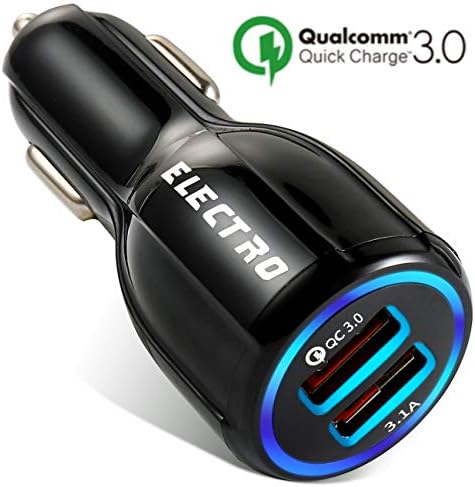 Car Charger QuickCharge 3.0 35W Adapter Usb Fast Charge, Port 1 QC 3.0 Port 2 Smart Power 3.1A Samsung, Android, Galaxy s9, ipad, Surface Pro, Lg, Apple