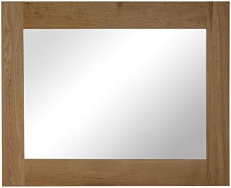 Yabbyou solid oak bevelled glass wall mirror 90cm by 60cm