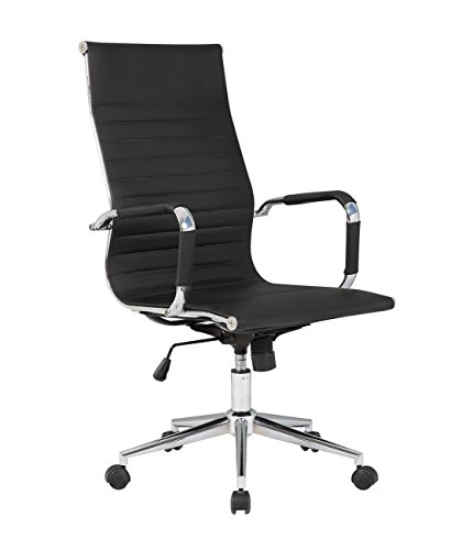 Belleze Modern High-Back Ribbed Upholstered Conference Office Chair,
Black
