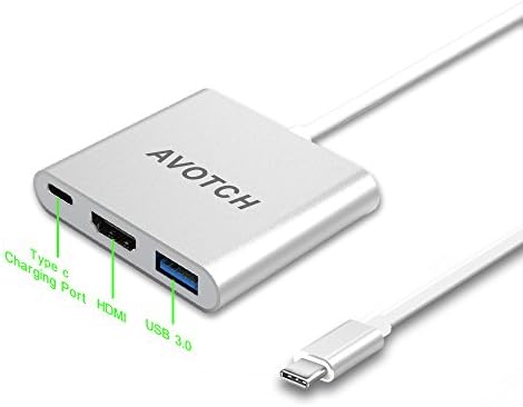 USB-C Digital AV Multiport Adapter,AVOTCH USB 3.1 Type-C to HDMI Adapter 4K , USB 3.0 HUB With 1 Charging Port, for Apple 2017 Macbook Pro with Aluminium Case
