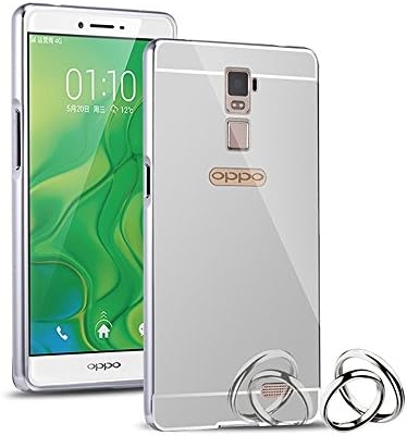 TYDEUS Luxury Metal Aluminum Bumper for OPPO R7 Plus Case Detachable + Mirror Hard Back 2 in 1 Cover Ultra Thin Frame Silver