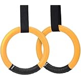 PACEARTH Gymnastic Rings with Adjustable Straps Fitness Exercise Gym Ring for Bodyweight, Cross-Training Workout, Strength Training, Pull ups and Dips (Set of 2)
