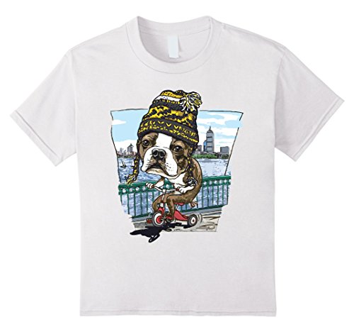 Kids MudgeWare Boston Terrier BY Beanie Tricycle T-Shirt 12 White