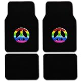 BDK Peace Sign Design Carpet Floor Mats for Car SUV - 4 Piece Set, Pink, Licensed Prodcuts, Secure Backing