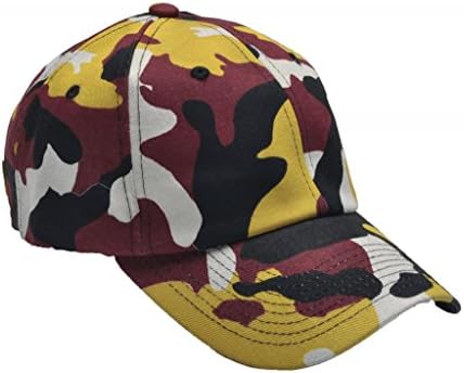 CAMOsport Men's Baseball Cap - Velcro Adjustable One Size Maroon-Gold-Black-White