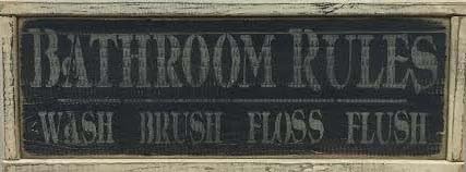 Bathroom Rules Distressed Wood Sign