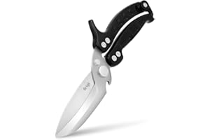 Brigii Kitchen Shear, Stainless Steel Heavy Duty Poultry Shears, Multi-Purpose Kitchen Scissors for Cutting Chicken, Fish, Seafood, and Vegetables-Black