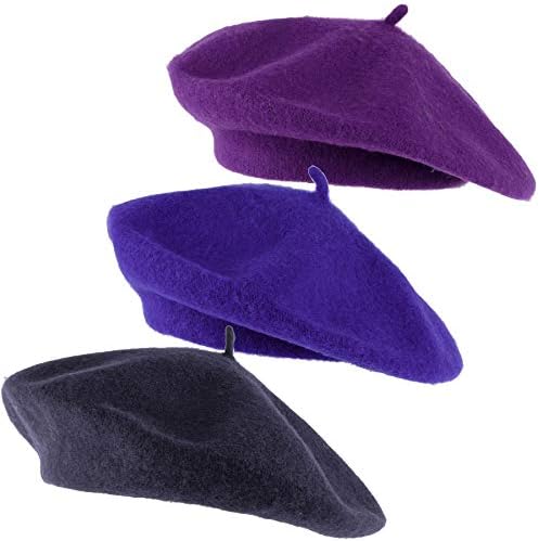 Hat To Socks Wool Blend French Beret for Men and Women in Plain Colours - 3 Pack