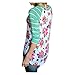 BZTT Women's 3/4 Sleeve Round Neck Striped Floral Printed Splice T-Shirts
