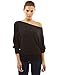 PattyBoutik Women On Off One Shoulder Semi-Sheer Sweater (Black Medium)