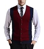 Zicac Men's Business V-neck Assorted Color Knitwear Vest Cardigan Sweater