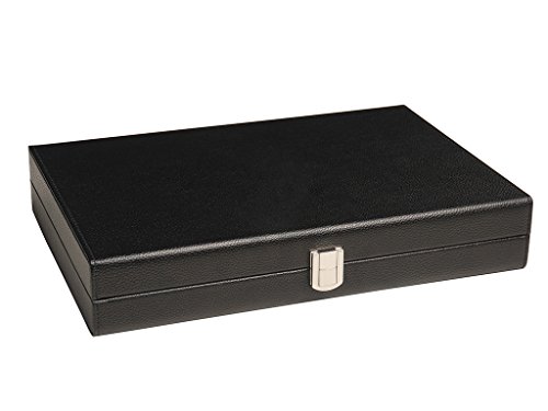 13-inch Premium Backgammon Set - Travel Size - Black Board, White and Rum Points