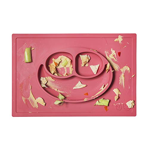 ezpz Happy Mat (Coral) 100 Silicone Suction Plate with Builtin