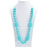 Silicone Teething Necklace - 12 Color Choices - Baby Safe For Mom To Wear - BPA-Free Beads To Chew - Stylish & Natural 