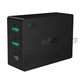 AUKEY Amp USB Wall Charger with USB C Port & 2 USB Ports for Samsung S7, LG G5, HTC 10, Nexus 6P / 5X, Pixel / XL, iPhone 7 / Plus & More