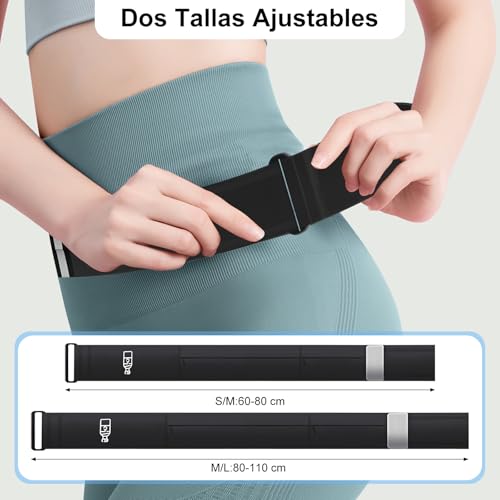 HONGHCL Cangurera para Correr con Botella de Agua 330ml - 2 Tallas Ajustables Cangurera Deportiva, Impermeable Riñonera para Correr, Gimnasio, Senderismo (M/L（Cintura 80-110cm）, Negro)