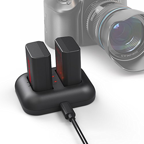 NP-FW50 Camera Battery Photoolex 2 Pack 1150mAh Power Battery and Dual USB Battery Charger Compatible for Sony A6000/A6300/A6500 NEX-3/5/6/7 SLT-A33/37 Alpha 7/7R/7S DSC-RX10/ILCE-6300/5000/5100/6000