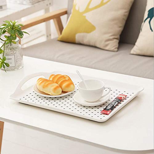 Rectangle Non Skid Serving Tray with Handle, Non-slip on the Back either! (White)