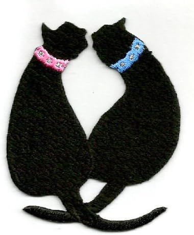 Cats Together Black Silhouette Iron On Applique - HYOMI PATCH