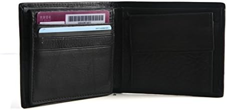 candyanglehome Men's Wallet Genuine Cowhide Leather Multi-Card Bifold Short Paragraph Slim Design Pocket Wallet,M,Black