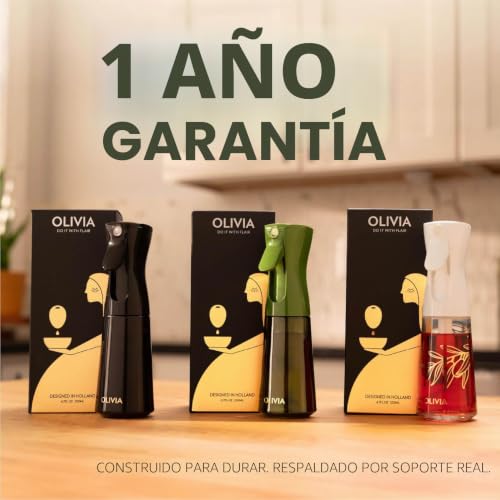 FLAIROSOL OLIVIA Oil Sprayer for Cooking, 200ml Glass Olive Oil Sprayer, Continuous Oil Sprayer Bottle with Portion Control, Barbecue (Golden Leaves)
