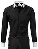 IDARBI Men's Regular Fit Two Tone Long Sleeve Dress Shirt S-3XL (20 Colors)