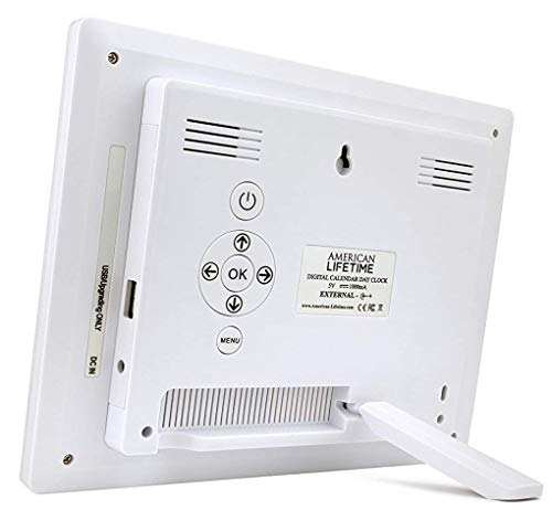 American Lifetime [Newest Version] Day Clock - Extra Large Impaired Vision Digital Clock with Battery Backup & 5 Alarm Options (White - 2 Pack)