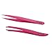 tallSkin 2-Pack Premium Stainless Steel Tweezers Set - Curved Designed Slanted Tip and Pointed Tip - with Sleek Magnetic Storage and Carrying Case (Pink Shimmer)