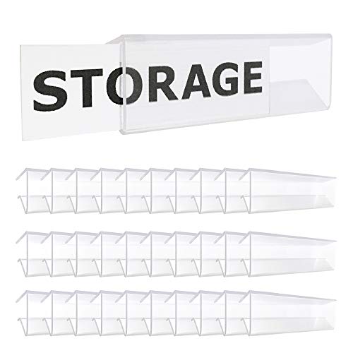 30 Clear Plastic Shelf Label Holders for 1/2 Inch Wood Shelves, 3" x 1